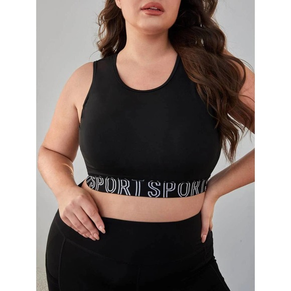 SHEIN Other - NWOT Shein Plus High Support Letter Graphic Mesh Insert Sports Bra Size: 2XL